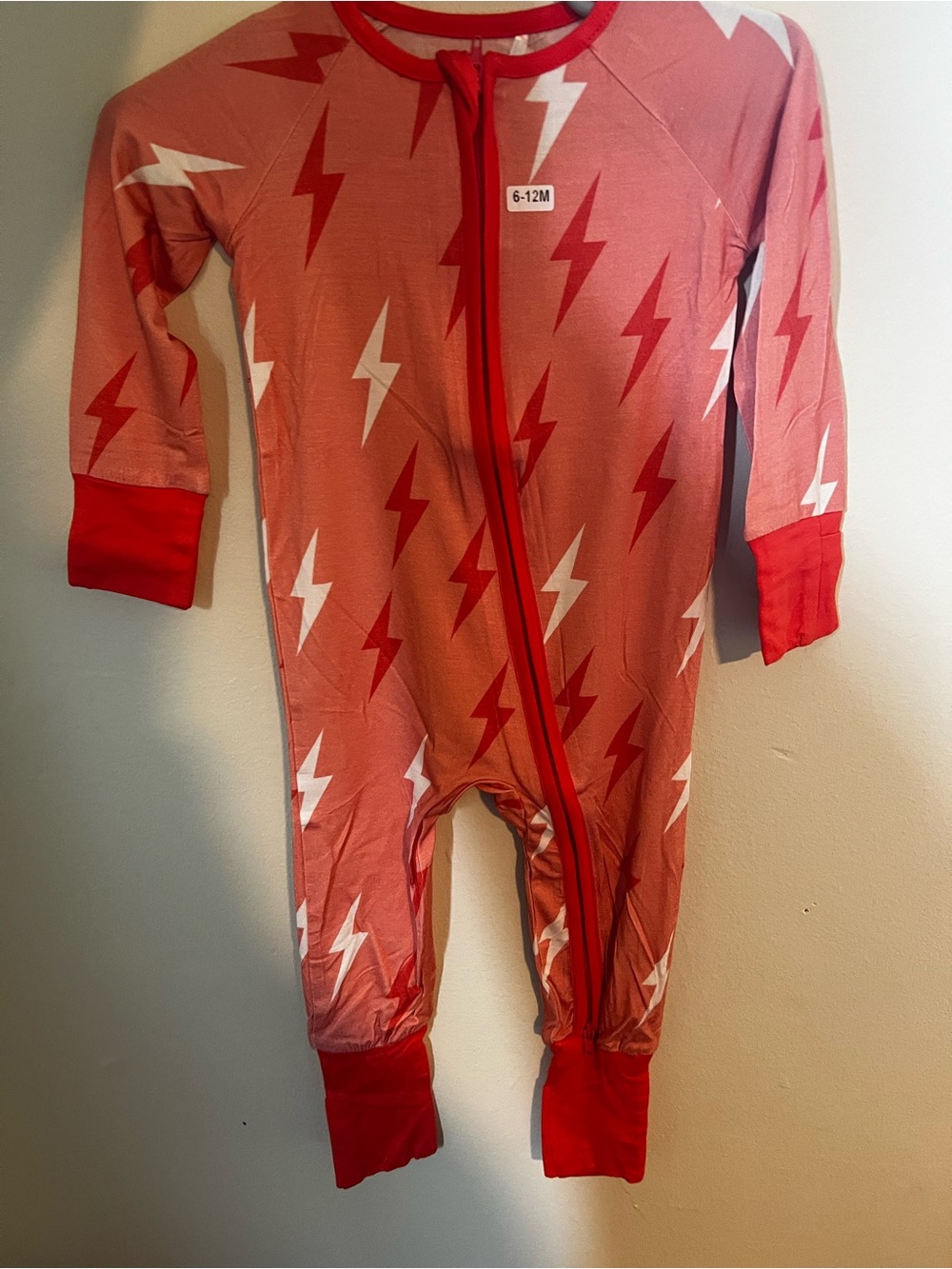 Baby Coral Lightning Zip-Front Footed One-Piece